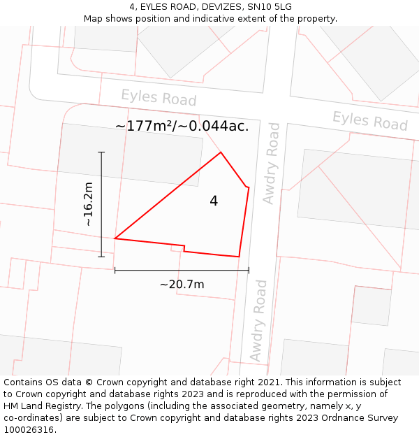 4, EYLES ROAD, DEVIZES, SN10 5LG: Plot and title map