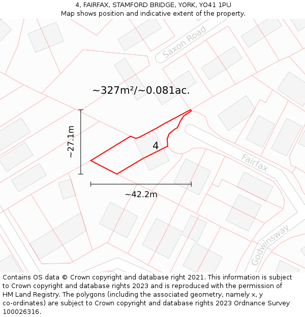 4, FAIRFAX, STAMFORD BRIDGE, YORK, YO41 1PU: Plot and title map