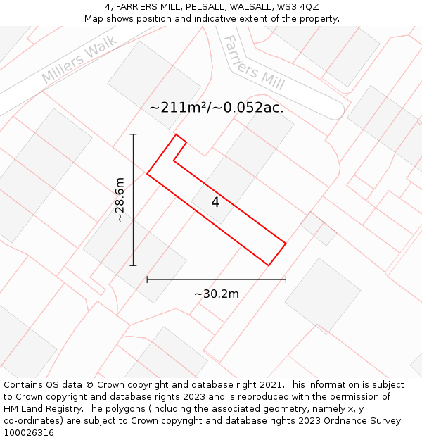 4, FARRIERS MILL, PELSALL, WALSALL, WS3 4QZ: Plot and title map