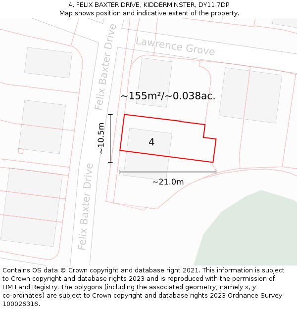 4, FELIX BAXTER DRIVE, KIDDERMINSTER, DY11 7DP: Plot and title map