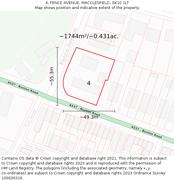4, FENCE AVENUE, MACCLESFIELD, SK10 1LT: Plot and title map