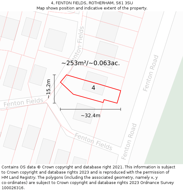 4, FENTON FIELDS, ROTHERHAM, S61 3SU: Plot and title map
