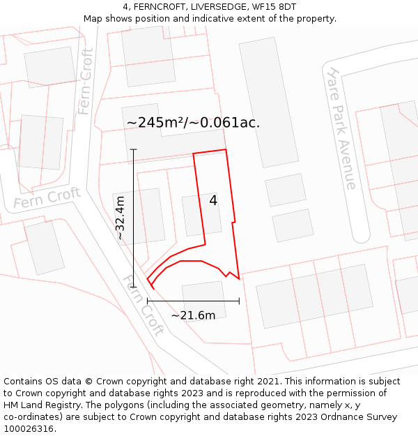 4, FERNCROFT, LIVERSEDGE, WF15 8DT: Plot and title map