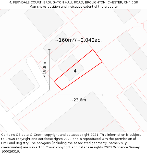4, FERNDALE COURT, BROUGHTON HALL ROAD, BROUGHTON, CHESTER, CH4 0QR: Plot and title map