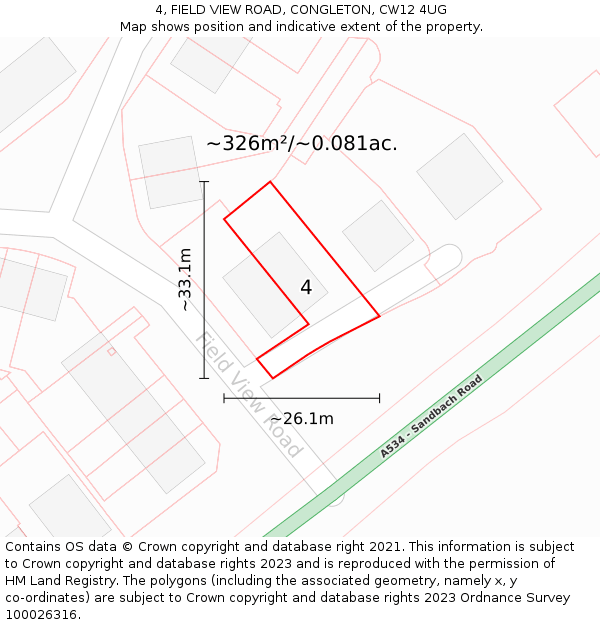 4, FIELD VIEW ROAD, CONGLETON, CW12 4UG: Plot and title map