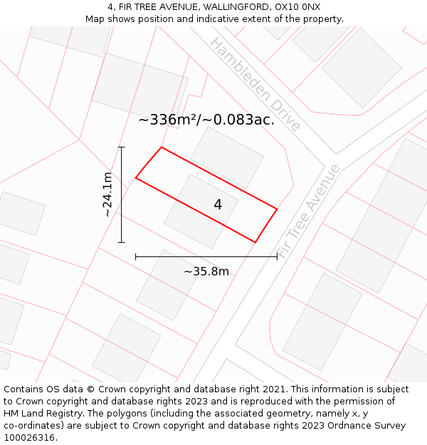 4, FIR TREE AVENUE, WALLINGFORD, OX10 0NX: Plot and title map