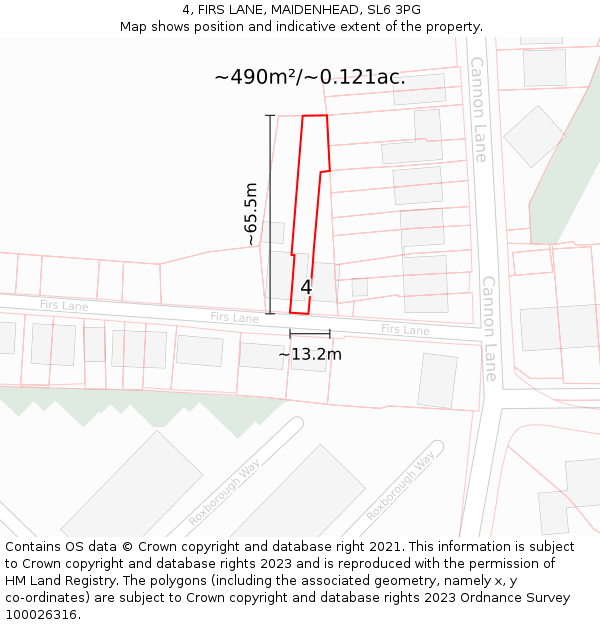 4, FIRS LANE, MAIDENHEAD, SL6 3PG: Plot and title map