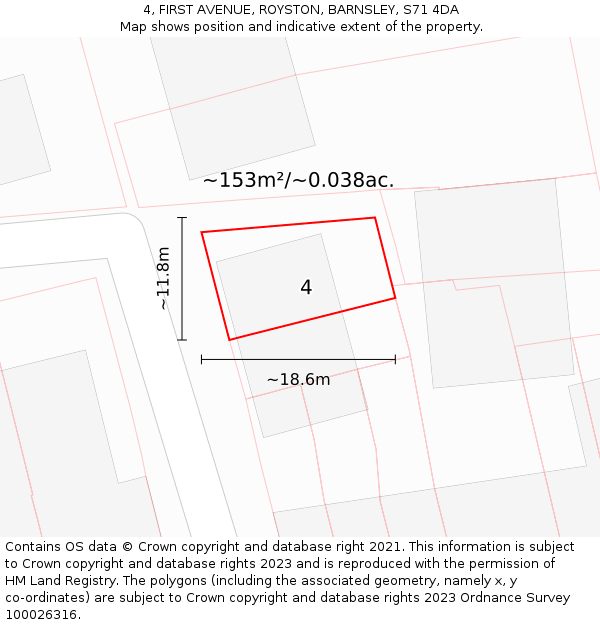 4, FIRST AVENUE, ROYSTON, BARNSLEY, S71 4DA: Plot and title map