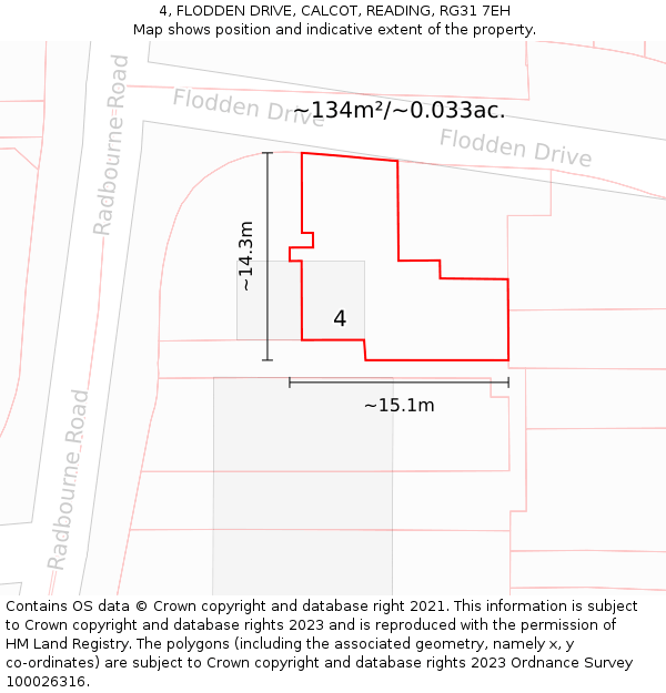 4, FLODDEN DRIVE, CALCOT, READING, RG31 7EH: Plot and title map
