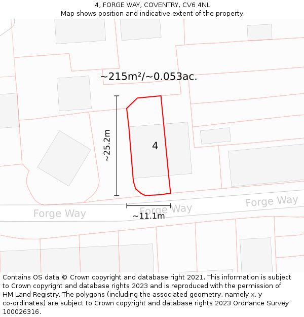 4, FORGE WAY, COVENTRY, CV6 4NL: Plot and title map