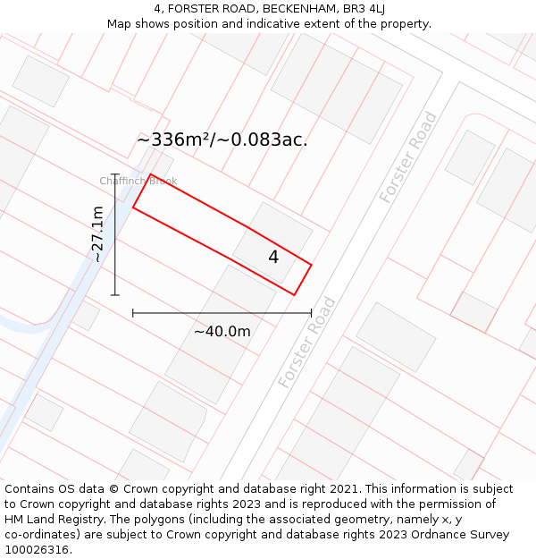 4, FORSTER ROAD, BECKENHAM, BR3 4LJ: Plot and title map