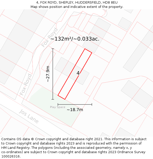 4, FOX ROYD, SHEPLEY, HUDDERSFIELD, HD8 8EU: Plot and title map