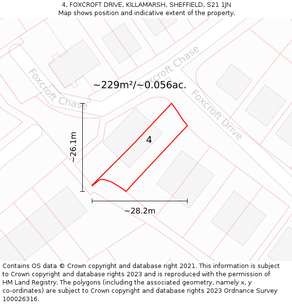 4, FOXCROFT DRIVE, KILLAMARSH, SHEFFIELD, S21 1JN: Plot and title map