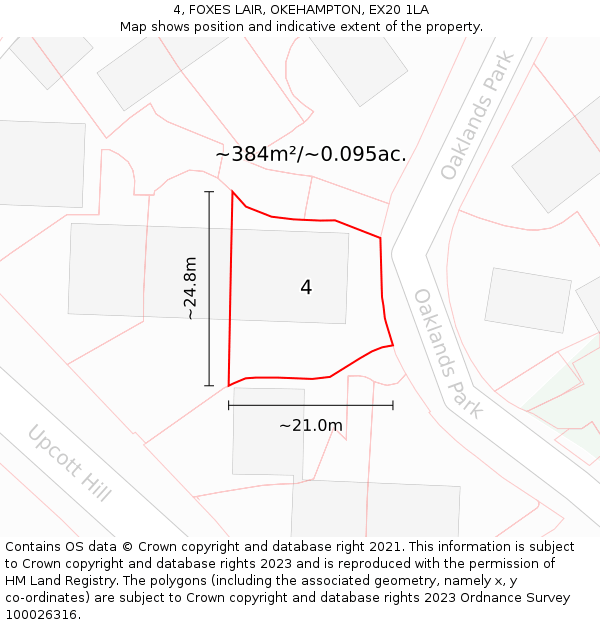 4, FOXES LAIR, OKEHAMPTON, EX20 1LA: Plot and title map