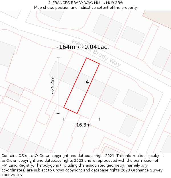 4, FRANCES BRADY WAY, HULL, HU9 3BW: Plot and title map