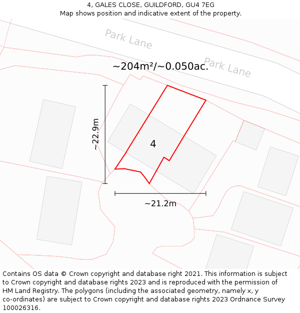 4, GALES CLOSE, GUILDFORD, GU4 7EG: Plot and title map