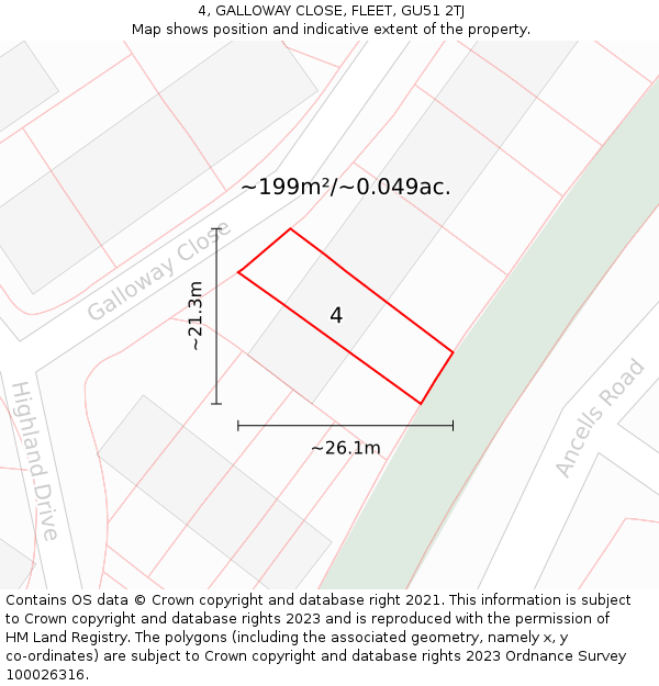 4, GALLOWAY CLOSE, FLEET, GU51 2TJ: Plot and title map
