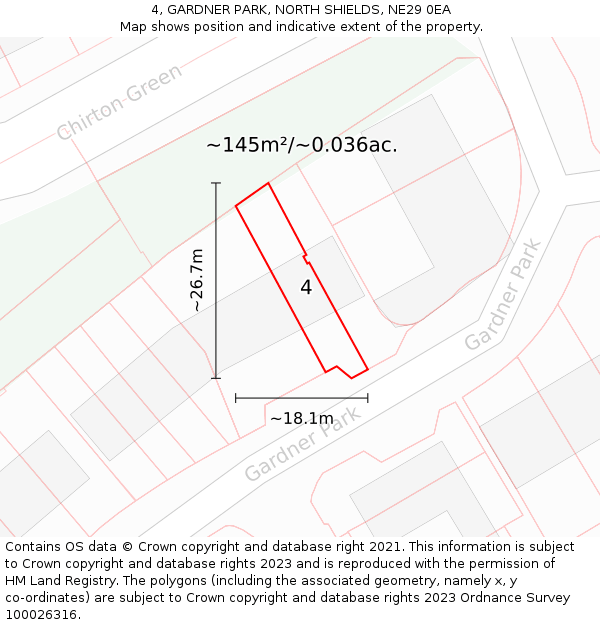 4, GARDNER PARK, NORTH SHIELDS, NE29 0EA: Plot and title map