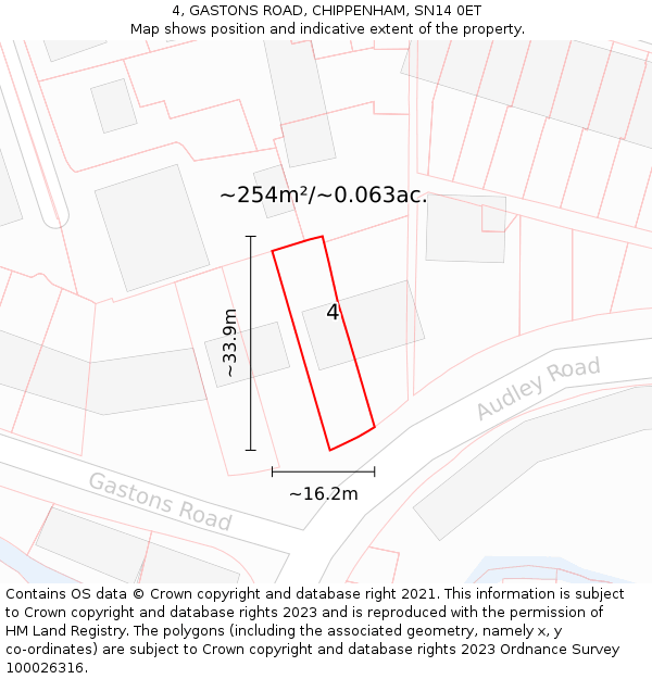 4, GASTONS ROAD, CHIPPENHAM, SN14 0ET: Plot and title map