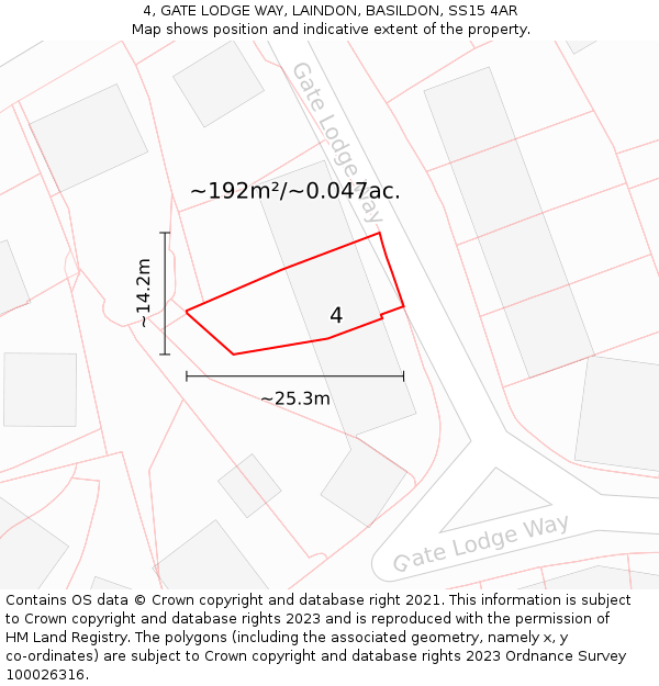 4, GATE LODGE WAY, LAINDON, BASILDON, SS15 4AR: Plot and title map