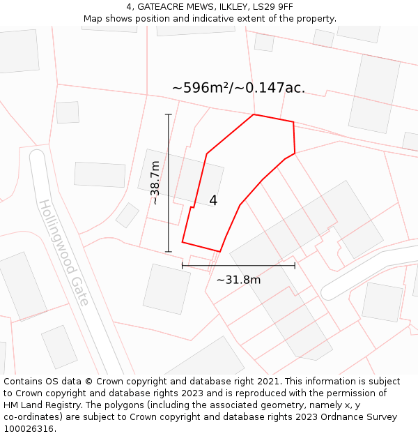 4, GATEACRE MEWS, ILKLEY, LS29 9FF: Plot and title map