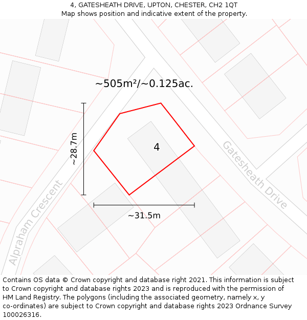 4, GATESHEATH DRIVE, UPTON, CHESTER, CH2 1QT: Plot and title map