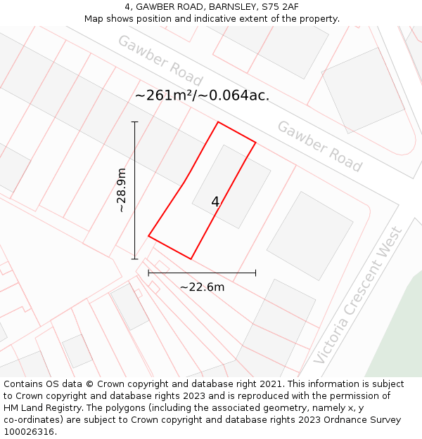 4, GAWBER ROAD, BARNSLEY, S75 2AF: Plot and title map