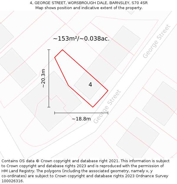 4, GEORGE STREET, WORSBROUGH DALE, BARNSLEY, S70 4SR: Plot and title map