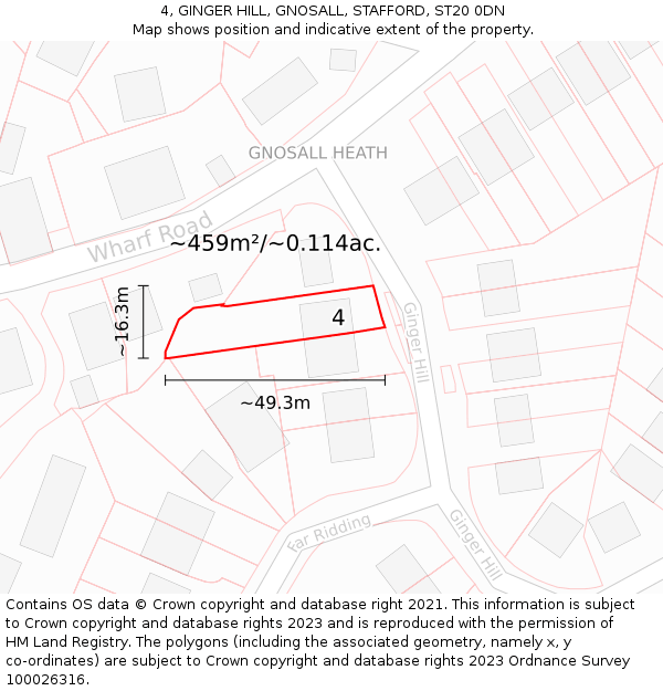 4, GINGER HILL, GNOSALL, STAFFORD, ST20 0DN: Plot and title map
