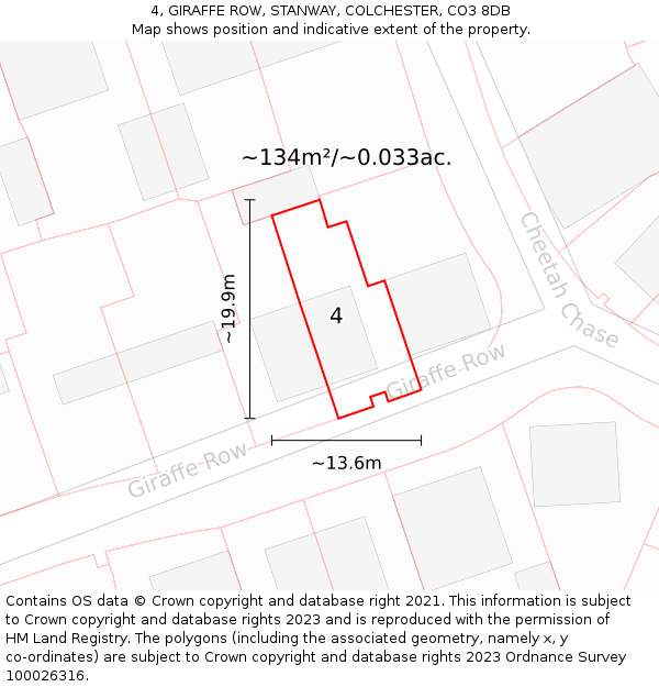 4, GIRAFFE ROW, STANWAY, COLCHESTER, CO3 8DB: Plot and title map
