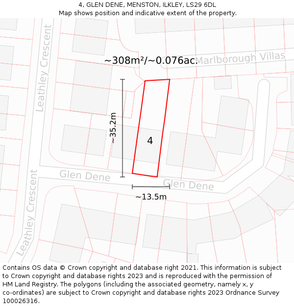 4, GLEN DENE, MENSTON, ILKLEY, LS29 6DL: Plot and title map