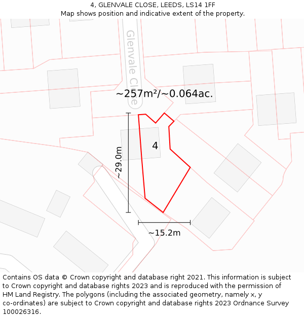 4, GLENVALE CLOSE, LEEDS, LS14 1FF: Plot and title map