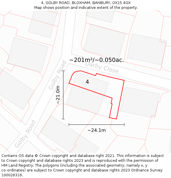 4, GOLBY ROAD, BLOXHAM, BANBURY, OX15 4GX: Plot and title map
