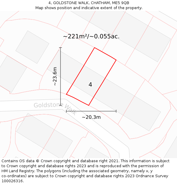 4, GOLDSTONE WALK, CHATHAM, ME5 9QB: Plot and title map