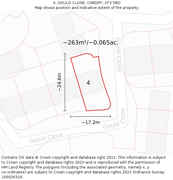 4, GOULD CLOSE, CARDIFF, CF3 5BD: Plot and title map