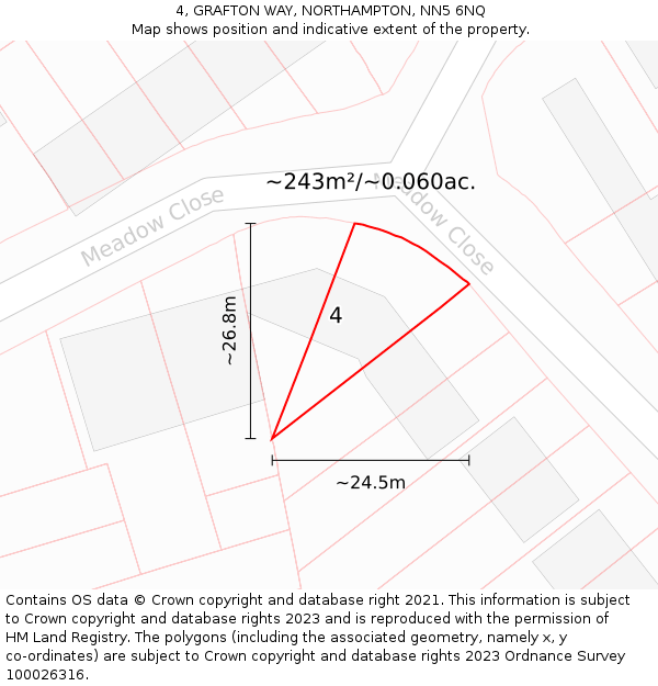 4, GRAFTON WAY, NORTHAMPTON, NN5 6NQ: Plot and title map
