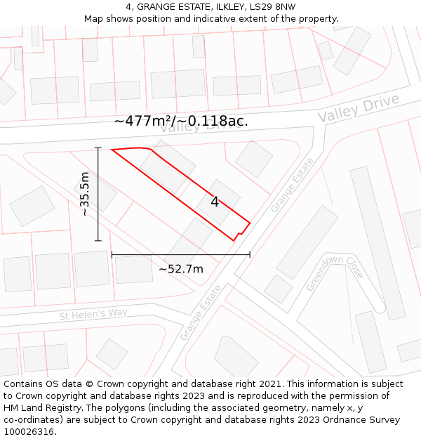 4, GRANGE ESTATE, ILKLEY, LS29 8NW: Plot and title map