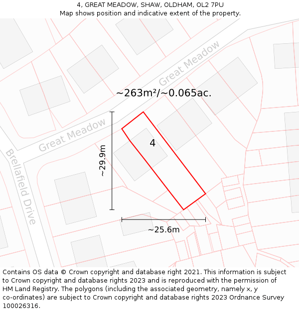 4, GREAT MEADOW, SHAW, OLDHAM, OL2 7PU: Plot and title map