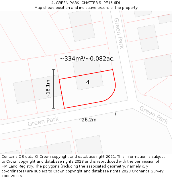 4, GREEN PARK, CHATTERIS, PE16 6DL: Plot and title map