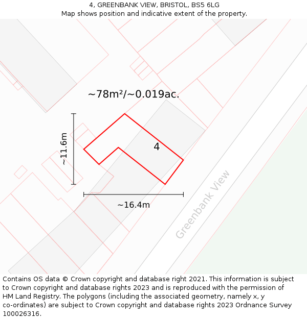 4, GREENBANK VIEW, BRISTOL, BS5 6LG: Plot and title map