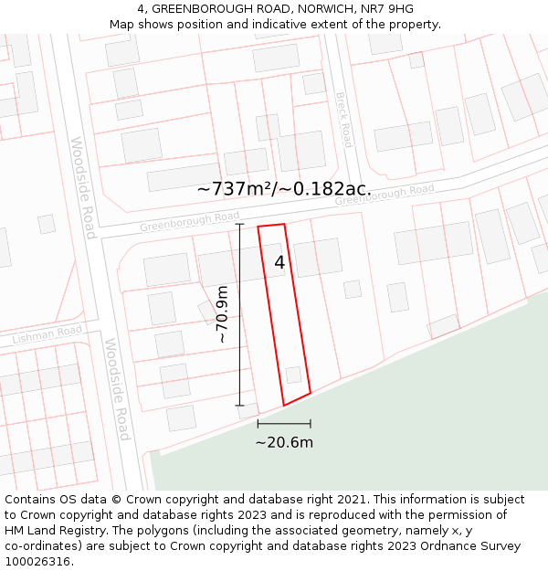 4, GREENBOROUGH ROAD, NORWICH, NR7 9HG: Plot and title map