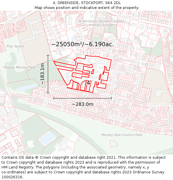 4, GREENSIDE, STOCKPORT, SK4 2DL: Plot and title map