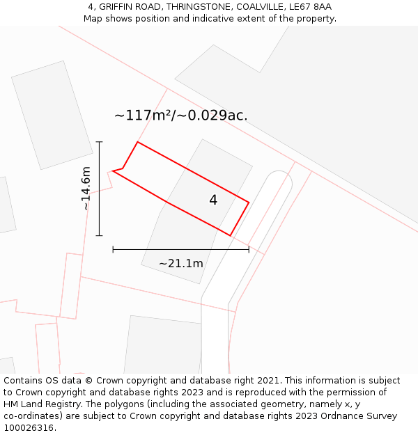4, GRIFFIN ROAD, THRINGSTONE, COALVILLE, LE67 8AA: Plot and title map