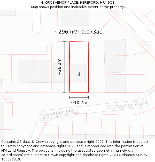 4, GROSVENOR PLACE, HEREFORD, HR4 9QB: Plot and title map