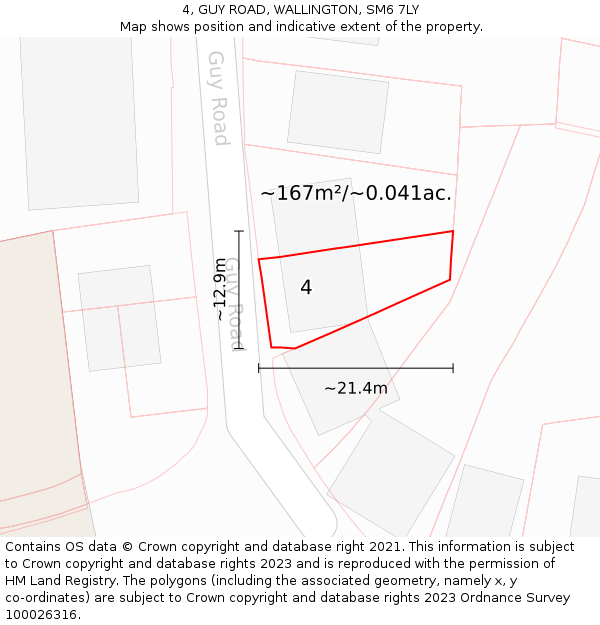 4, GUY ROAD, WALLINGTON, SM6 7LY: Plot and title map