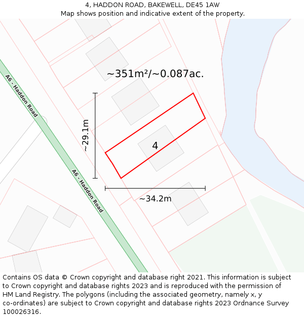 4, HADDON ROAD, BAKEWELL, DE45 1AW: Plot and title map