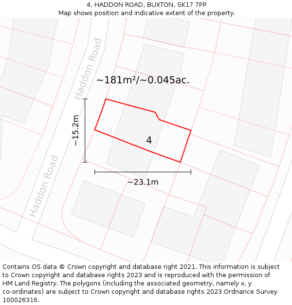 4, HADDON ROAD, BUXTON, SK17 7PP: Plot and title map