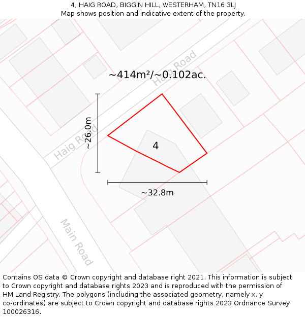 4, HAIG ROAD, BIGGIN HILL, WESTERHAM, TN16 3LJ: Plot and title map
