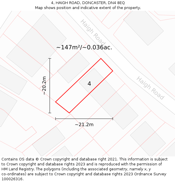 4, HAIGH ROAD, DONCASTER, DN4 8EQ: Plot and title map