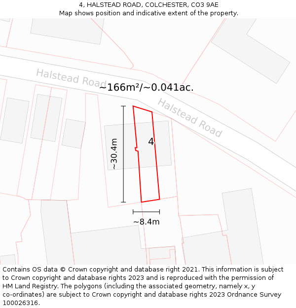 4, HALSTEAD ROAD, COLCHESTER, CO3 9AE: Plot and title map